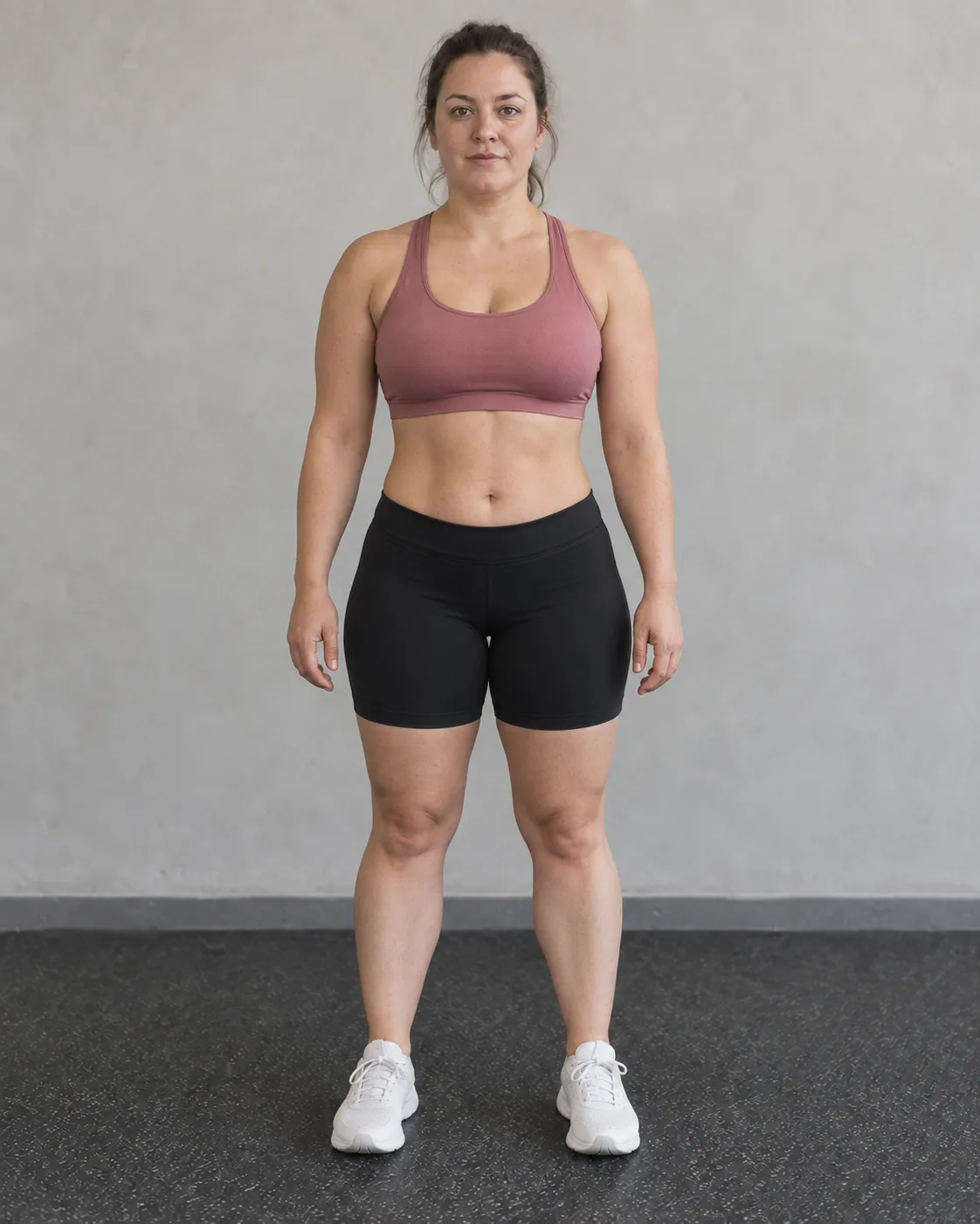 Fictional after image of the same woman with a leaner athletic build